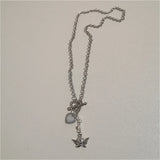 Qfdian  Kpop Vintage Goth Punk Heart Pendant Chain Pearl Metal Necklace For Women Collares Aesthetic Grunge EMO Jewelry Y2K Accessories