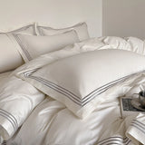 Qfdian Luxury 1000TC Egyptian Cotton Solid Color Hotel Style Embroidery Bedding Set Duvet cover Set Flat/Fitted Bed Sheet Pillowcases