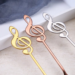 Qfdian Stainless Steel Musical Notes Coffee Spoon Stirring Cup Spoon Music Stick Ice Cream Gift Spoon Kitchen Tool Accessories