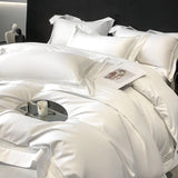 Qfdian 4Pcs Luxury 1000TC Egyptian Cotton White Hotel Style Bedding Set Hollow Wide Edge Duvet Cover Bed Sheet Fitted Sheet Pillowcases