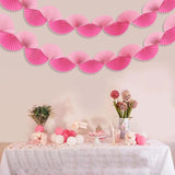 Qfdian  Blue Paper 3D Fans Flower Garland Hanging Flower Banner Wall Decoration for Wedding Birthday Baby Shower Party Streamer Decor