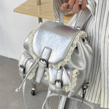Qfdian  Lace Patchwork Fairy Fashion Handbags Y2k Aesthetic Chic Casual Simple Backpacks Korean Women Mini Sweet Preppy Schoolbags