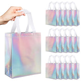 Qfdian  10/20Pcs Non Woven Colorful Laser Gift Bag for Wedding Birthday Party Favors for Guest Christmas Candy Cookie Gift Packaging Bag
