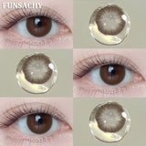 Qfdian  1 Pair Color Contact Lenses Beauty Eyes Pupils Fashion Makeup Beauty Cosmetics Soft Green Natural Brown Lens Yearly Use