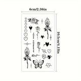 Qfdian  1/5/12PCS Waterproof Temporary Tattoo Sticker Rose Flame Thorns Love Butterfly fake tatto flash tatoo finger for girl women men