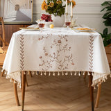 Qfdian  Three-dimensional Embroidery Table Cloth Light Luxury French Retro Rectangular Coffee Table Cloth High-grade Cotton Linen Decor
