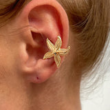 Qfdian  Vintage Flower C Shape Ear Cuff Silver Golded Starfish Shell Ring Clip Irregular Shape Minimalism C-shaped Ear Clip Travel