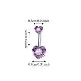 Qfdian  Fashion Internal Thread Belly Button Rings Heart Stainless Steel Belly Piercing Crystal Silver Body Jewelry Party Decoration