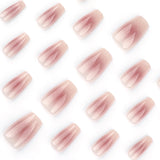 Qfdian  24pcs Smudging Blush Pink Fake Nail Tips Shiny Sequins Gentle False Nails For Women Girls Ballerina Wearable Sweet Press On Nail