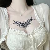 Qfdian  Sexy temporary stickers with herbal juice waterproof and non reflective solid color pattern on  chest and waist tattoo stickers