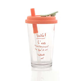 Qfdian  Cute Clear Glasses Cup With Straw and Lids Leak Proof Tumbler Drinkware Cold Glass Coffee Mugs Home Office Milk Juice Water Cups