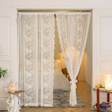 Qfdian Romantic Lace Sheer Rod Pocket Luxury Curtain Tulle French window bedroom Living room Partition Curtain Home Decor