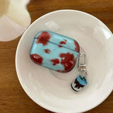 Qfdian Cartoon Cute Amber Blue Clear Soft Earphone Case For AirPods 4nd Air Pods 3 Pro 2 With Keychain Fall Prevention Protective Cover