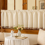 Qfdian  Japanese Style Sheer Curtains for Kitchen Balcony Door Cabinet Half Curtain Tulle Drapes Custom