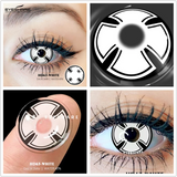 Qfdian Cosplay Contact Lenses 1Pair Colored Contact Lenses for Eyes Black Lenses White Eye Lenses Contact Lenses for Halloween