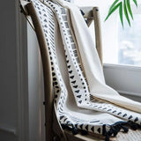 Qfdian Boho Window Curtains with Tassels Geometric Print Country Style Room Darkening Curtain Panel for Bedroom Living Room, 1 Piece