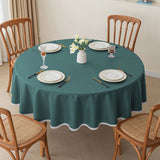 Qfdian  Solid Color Circular Tablecloth Waterproof Oil Proof Dustproof Dining Table Decoration Hotel Restaurant Tablecloth Cover Cloth