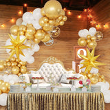 Qfdian  146pcs Blue White Gold Balloons Arch Set for Student Graduations, Birthdays, Weddings, Gender Reveal, Bachelorette Party Decor
