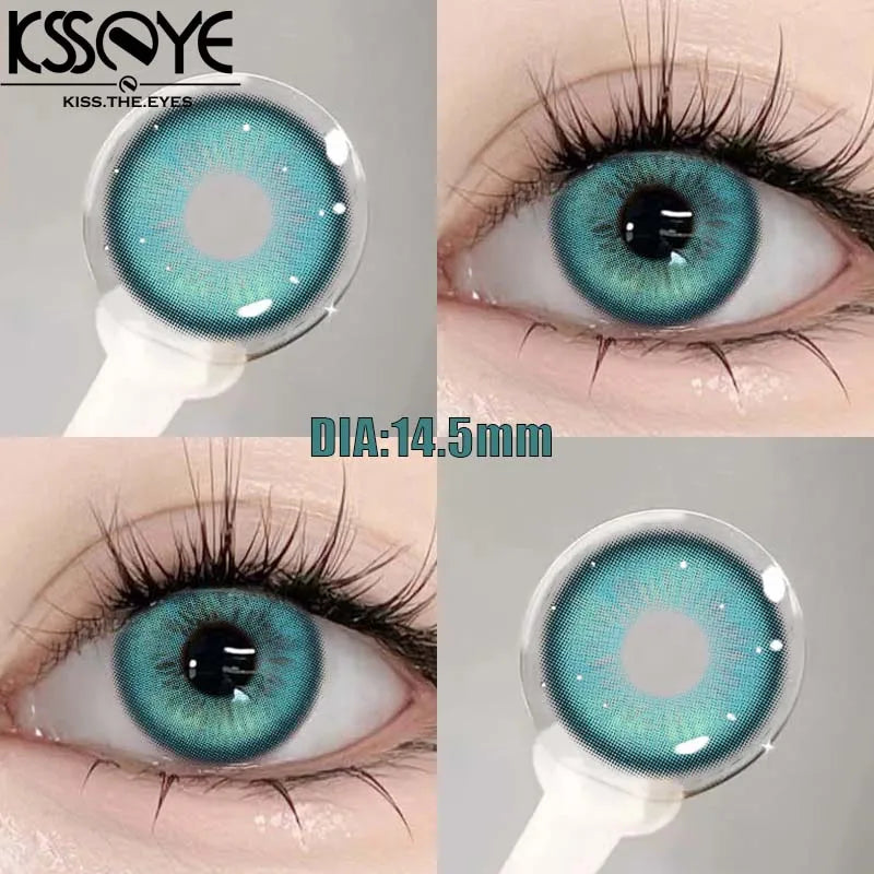 Qfdian 1 Pair New Style Colored Contact Lenses with Diopter Myopia Eyes Pink Contacts Lens Beauty Puppiletes Makeup Yearly