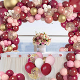 Qfdian  162Pcs Burgundy Pink Balloons Garland Arch Kit for Birthday Valentines Day Baby Shower Wedding Party Decorations Supplies