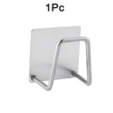 Qfdian Kitchen Sink Accessories organizer shelf Sponges Drain Drying Rack Stainless Steel Kitchen Sponges Holder Self Adhesive Sink