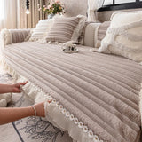 Qfdian  Rabbit Fur Skirt Sofa Cushion Winter New Fixed Anti Slip Skin Friendly Breathable Soft Comfortable Thick Warm Cover Cloth Towel