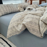 Qfdian  Duvet Cover Set  A-class Ultra Soft Jacquard Double-layer Yarn Washed Cotton Bedding Set  Floral Bed Sheet