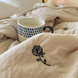 Qfdian  Japanese Minimalism Skin-friendly Summer Blanket Soft Breathable Single Double Duvet Washed Embroidered Comfortable Thin Quilt