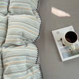 Qfdian  Nordic Bedding Set Striped Duvet Cover Set 100% Cotton Soft Flat Sheet Single Twin Size Double Bed Sheet Set For Bedroom Decor