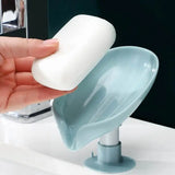 Qfdian 2pcs Drain Soap Holder Leaf Shape Soap Box Suction Cup Tray Drying Rack for Shower Sponge Container Kitchen Bathroom Accessories