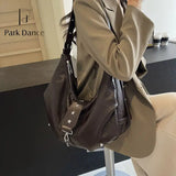 Qfdian Luxury Design Elegant Casual Women's Handbags Y2k Aesthetic Office Lady Underarm Bag Vintage Grunge All Match Ins Shoulder Bags
