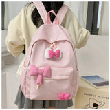 Qfdian Streetwear Travel Backpacks for Women Students Fashion All Match Trendy Schoolbags Sweet Y2k Aesthetic Plaid Kawaii Bow Backpack