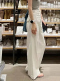 Qfdian  Summer Casual Loose Student White Women Straight Leg Pants New Korean Women's Fashion High Waisted Cotton Linen Wide Leg Pants