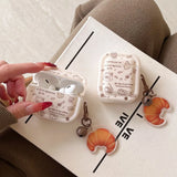 Qfdian  Earphone Case For Apple Airpods Pro 2nd 4 3 2 1 Coffee Bread Graffiti Wireless Headphone Protective Cover Funda with Pendant