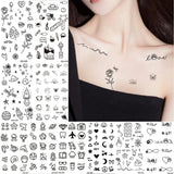 Qfdian  10pcs Waterproof Temporary Tattoo Sticker Dark Wolf Lion Tiger Eagle Snake Deer Skeleton Scorpion Body Art Arm Tattoo Women Men
