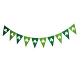 Qfdian  Green Hollow Lucky Irish Shamrock Clover Fabric Triangle Banner Flag St. Patrick’s Day Party Shamrock Garland Hanging Decoration