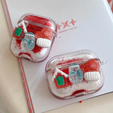 Qfdian  Christmas 3D Snowman Gloves Shiny Quicksand Case For AirPods Pro3 2025 Airpod 4 3 2 Pro 2 Luxury Moving Sand Earphone Hard Cover