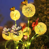 Qfdian  Solar Butterfly Dandelion Light Waterproof Outdoor Solar Lamp LED Garden Stake Light for Courtyard Balcony Lawn Yard Decoration