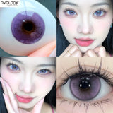 Qfdian  1 Pair Myopia Fashion Lens Prescription Colored Contact Lenses Beauty Pupils Purple Eye Lenses Blue Eye Color Lenses