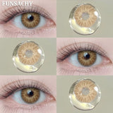 Qfdian  1 Pair Color Contact Lenses Beauty Eyes Pupils Fashion Makeup Beauty Cosmetics Soft Green Natural Brown Lens Yearly Use