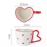Qfdian  300ml Heart Shape Ceramic Mugs Creative Oatmeal Breakfast Mug Drinkware Set Kitchen with Heart Shape Handle Lovely Festival Gift