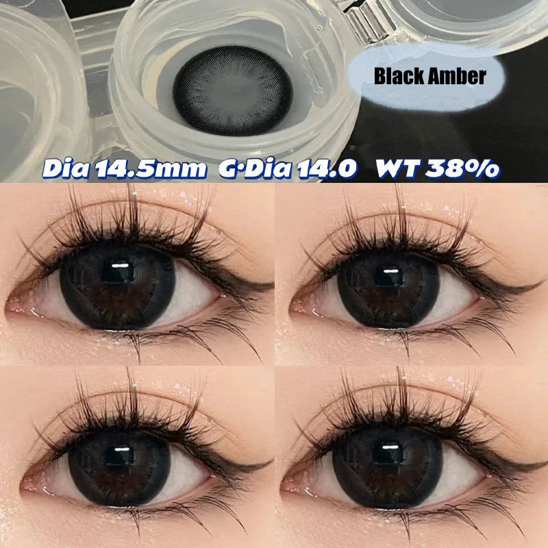 YIMEIXI 2pcs High Quality Colored Contact Lenses Myopia Brown Lens with Diopters Circle Eyes Makeup Lenses Yearly