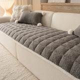 2025 Thick Plush Sofa Cover Cloth Creamy Style Anti Slip Sofa Cushion Solid Color Straight Row Simple Autumn and Winter Style