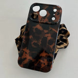 Qfdian Brown Amber Retro Leopard Print Tpu Gloss Phone Case For iPhone 17 16 15 14 13 12 11 Pro Max 14/15 Plus 17 Air Soft Back Cover