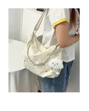 Qfdian Vintage Y2k Aesthetic All Match Shoulder Bags Casual Fashion Chain Underarm Bag Cartoon Women Kawaii Print Handbags Crossbody