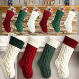 Qfdian  Red Green Christmas Stockings Large Size Knitted Xmas Stocking Christmas Party Decoration New Year Fireplace Hanging Stockings