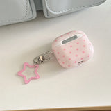 Qfdian  Cute Pink Star Soft Silicone Earphone Case For Apple AirPods 1 2 3 4 Pro Pro 2 Shockproof Protection Cover Coque With Pendant