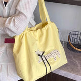 Qfdian  Korean Sweet Kawaii Bow Women's Handbags Drawstring Pleated Y2k Aesthetic Shoulder Bags Fashion Simple Casual Chic Underarm Bag