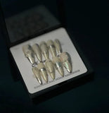 Qfdian 10Pcs y2k Handmade Press On Nails Coffin Fake Nails Full Cover Gradient Metal Contrast Artificial Manicure Wearable Nail Tips ﻿