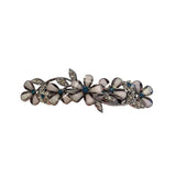 Qfdian  Sparkling Black Crystal Glass Flower Spring Loaded Hair Clip for Women Girls Back Head Bun Top Barrette Temperament Daily Party